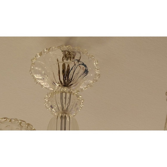 Image 1 of Lustre vintage en verre et laiton de Barovier, 1950
