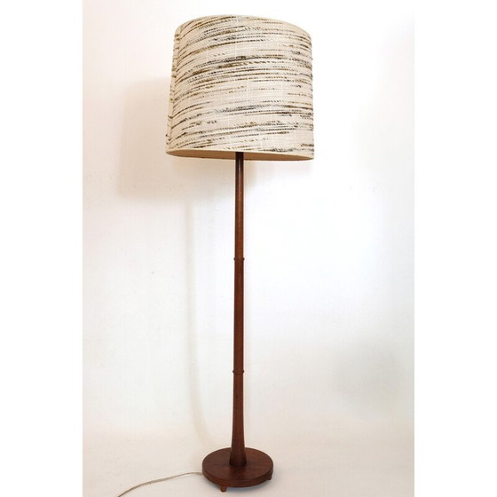 Image 1 of Lampadaire vintage en teck avec abat-jour en laine, Danemark 1960-1970
