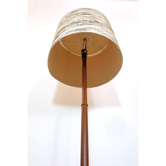 Image 1 of Lampadaire vintage en teck avec abat-jour en laine, Danemark 1960-1970