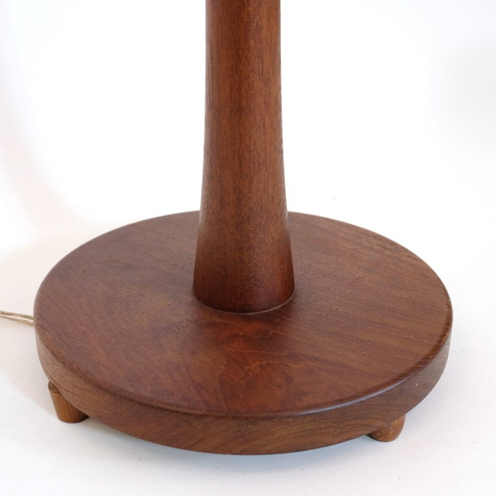 Image 1 of Lampadaire vintage en teck avec abat-jour en laine, Danemark 1960-1970