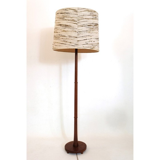 Image 1 of Lampadaire vintage en teck avec abat-jour en laine, Danemark 1960-1970