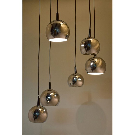 Image 1 of Lustre vintage avec 6 cascades chromées, 1970