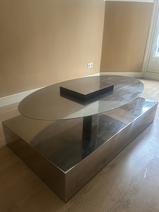 Image 1 of Table à miroir unique en acier inoxydable