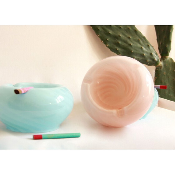 Image 1 of Vase cendrier en verre de Murano vintage Caramella Pink Swirl, Italie, années 1970