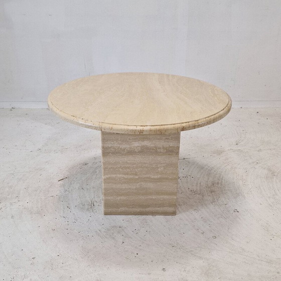 Image 1 of Table basse ronde en travertin, Italie 1980