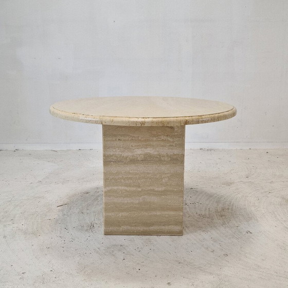 Image 1 of Table basse ronde en travertin, Italie 1980