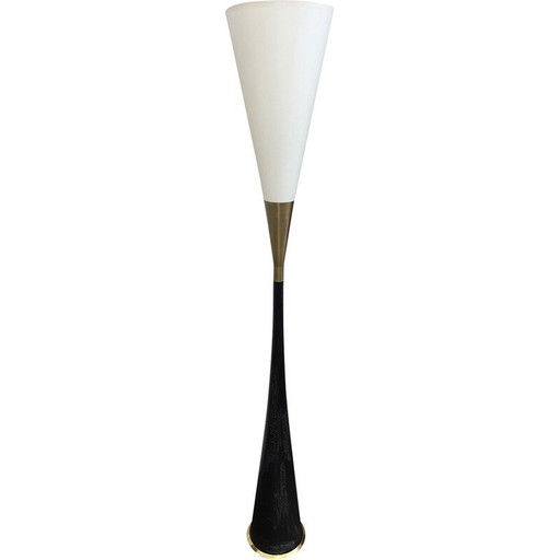 Vintage "Diabolo" floor lamp in wood and brass, 1960