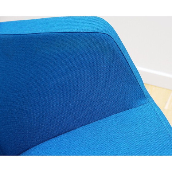 Image 1 of Fauteuil Tula vintage en bois clair et tissu bleu pour Narbutas