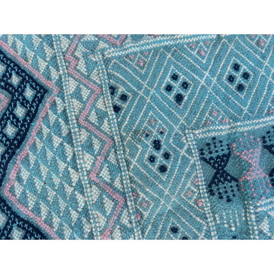 Image 1 of Tapis Kilim vintage en laine bleu vert, 1970