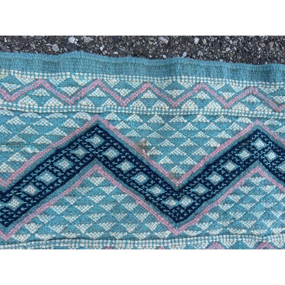 Image 1 of Tapis Kilim vintage en laine bleu vert, 1970