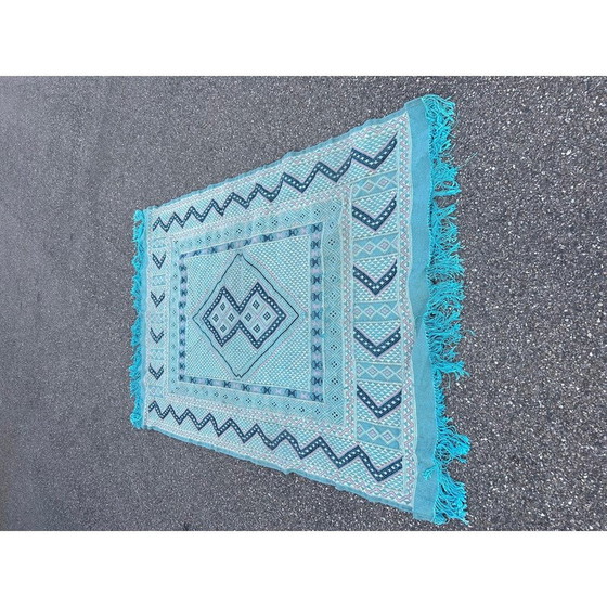 Image 1 of Tapis Kilim vintage en laine bleu vert, 1970