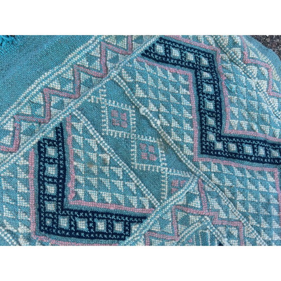 Image 1 of Tapis Kilim vintage en laine bleu vert, 1970