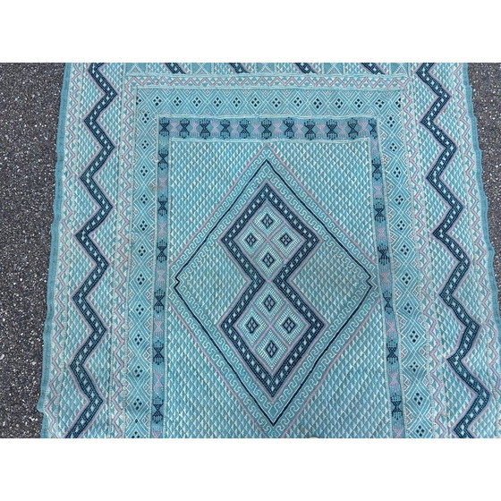 Image 1 of Tapis Kilim vintage en laine bleu vert, 1970