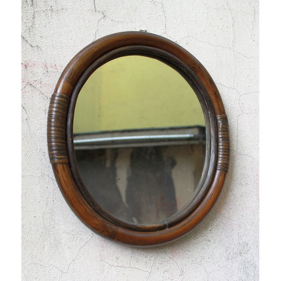 Image 1 of Miroir ovale en bambou, 1960