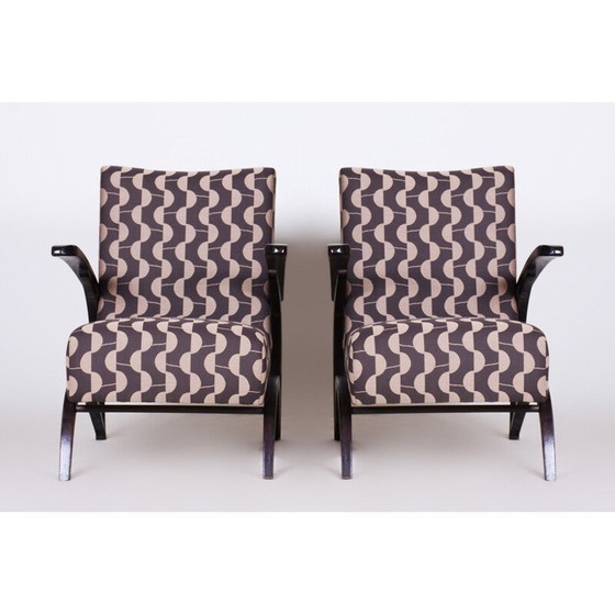 Image 1 of Paire de fauteuils vintage en tissu backhausen par Jindrich Halabala pour Up Zavody, Tchécoslovaquie 1930