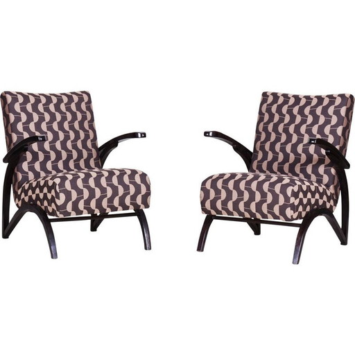 Paire de fauteuils vintage en tissu backhausen par Jindrich Halabala pour Up Zavody, Tchécoslovaquie 1930