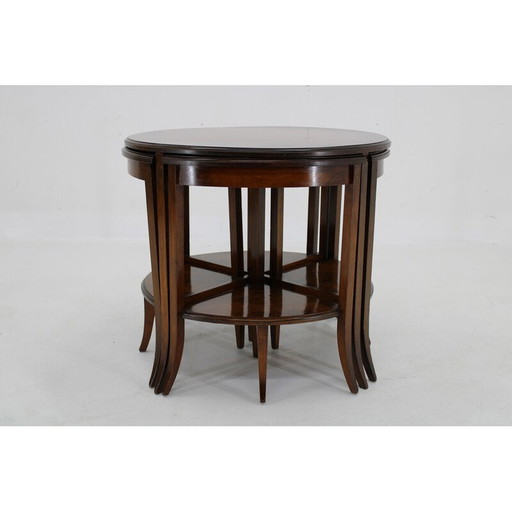 Tables gigognes vintage Art Déco en noyer, Tchécoslovaquie 1930