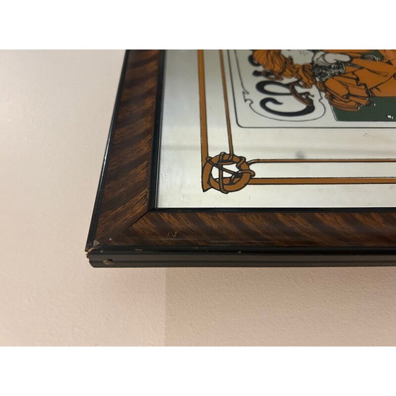 Image 1 of Miroir vintage à cadre en bois d'Alphonse Mucha, 1970