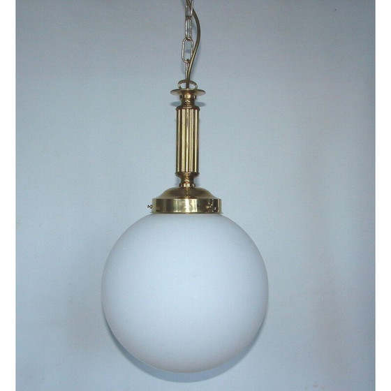 Image 1 of Lampe suspendue vintage en laiton et verre, 1960