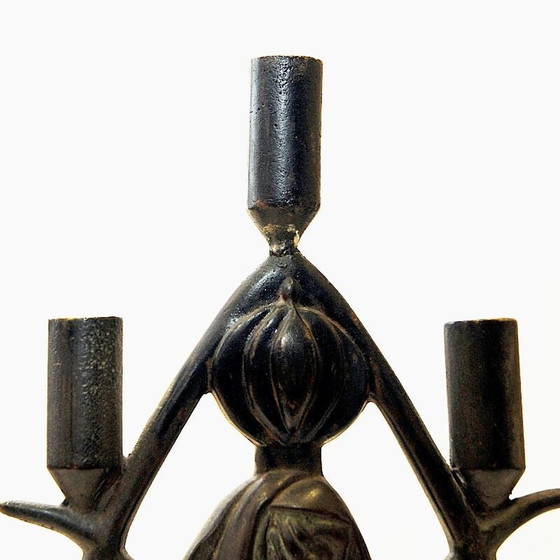 Image 1 of Chandelier vintage en bronze par Oscar Antonsson pour Ystad metall, Suède 1930