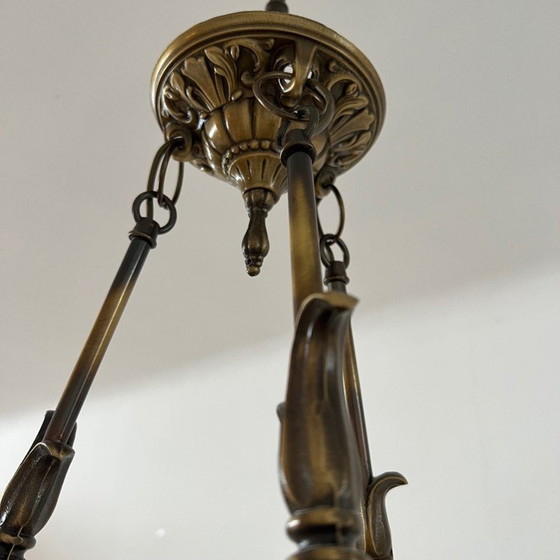 Image 1 of Lampe suspendue suédoise vintage en laiton et verre dépoli, 1970