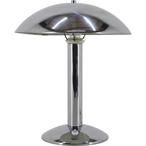 Lampe de table vintage Art Déco en acier chromé, Tchécoslovaquie 1930