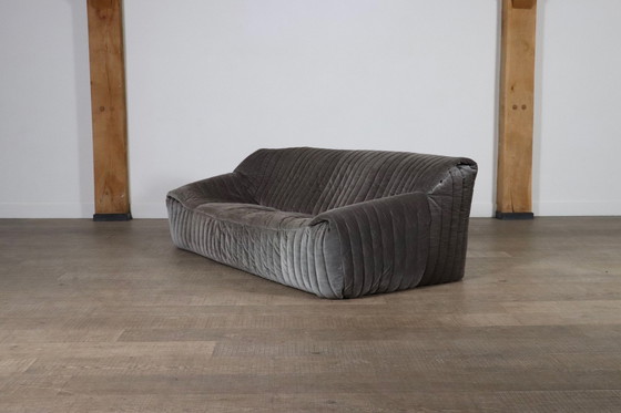Image 1 of Original Cinna Sandra Three Seater Sofa In Velvet By Annie Hieronimus, France 1970S