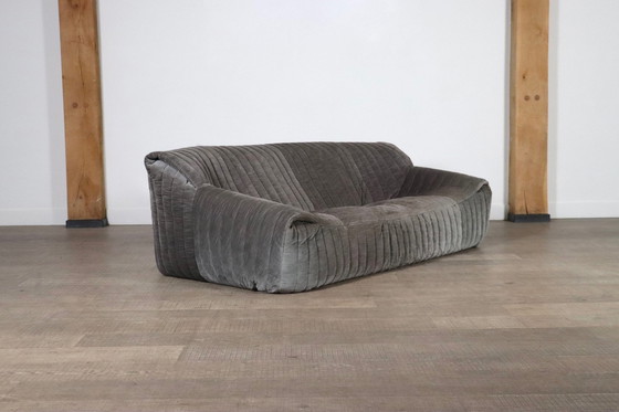 Image 1 of Original Cinna Sandra Three Seater Sofa In Velvet By Annie Hieronimus, France 1970S