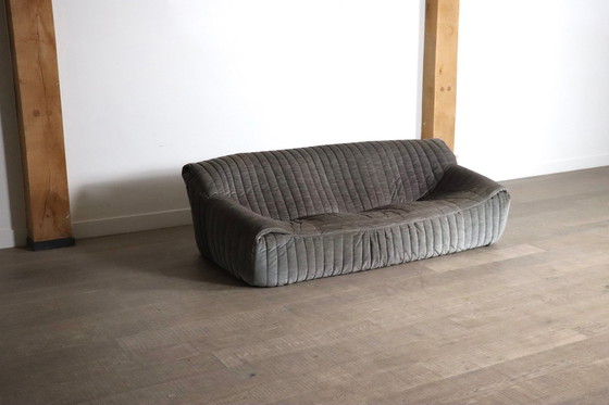Image 1 of Original Cinna Sandra Three Seater Sofa In Velvet By Annie Hieronimus, France 1970S