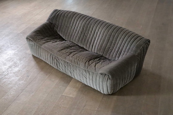 Image 1 of Original Cinna Sandra Three Seater Sofa In Velvet By Annie Hieronimus, France 1970S