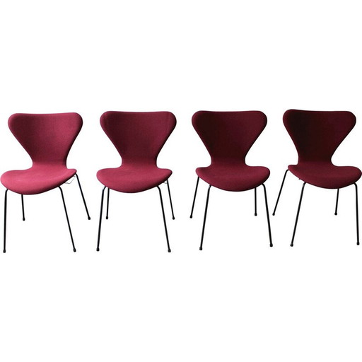Ensemble de 4 chaises vintage série 7 par Arne Jacobsen pour Fritz Hansen, Danemark 1967