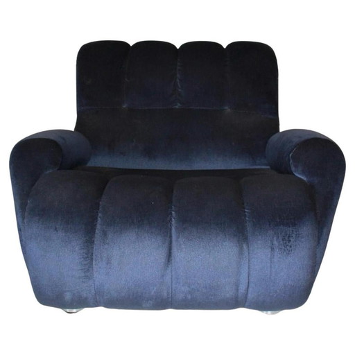 1X Fauteuil moderne italien en velours bleu