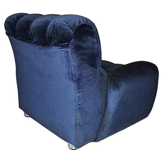 Image 1 of 1X Fauteuil moderne italien en velours bleu