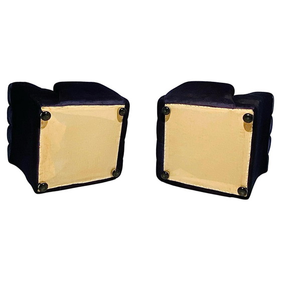 Image 1 of 1X Fauteuil moderne italien en velours bleu