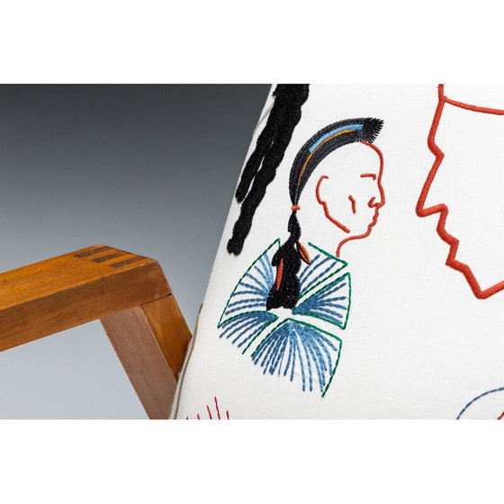 Image 1 of Fauteuil moderniste vintage en tissu de Pierre Frey, 1960