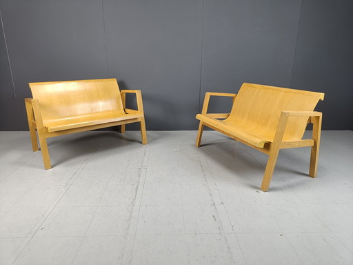 Bancs en contreplaqué Mid Century à la manière d'Alvar Aalto, 1960 - Lot de 2