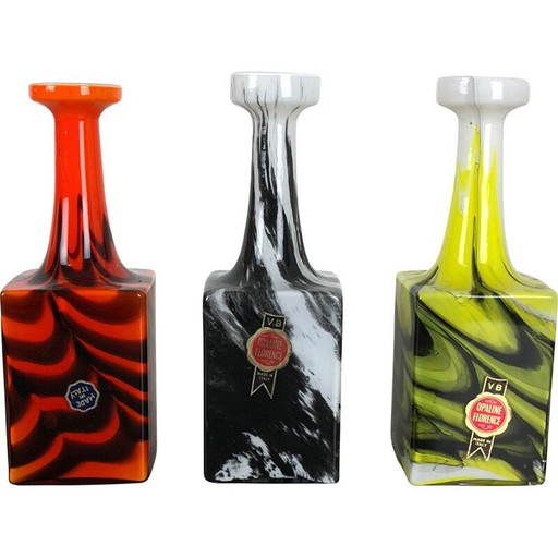 Ensemble de 3 vases Florence en opaline Pop Art Italie 1970