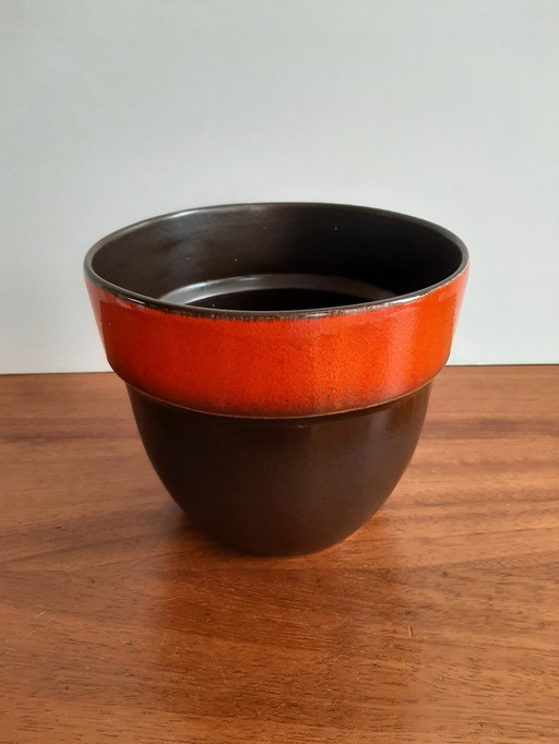 Pot de fleur vintage orange marron Allemagne