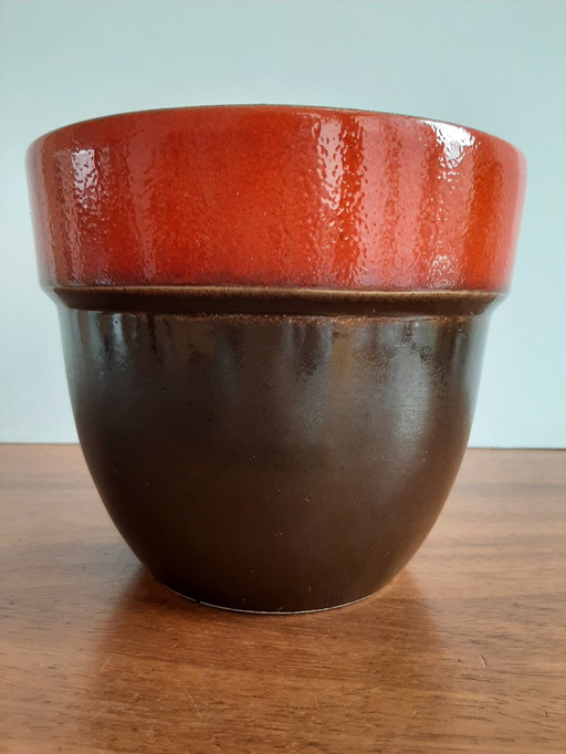 Pot de fleur vintage orange marron Allemagne