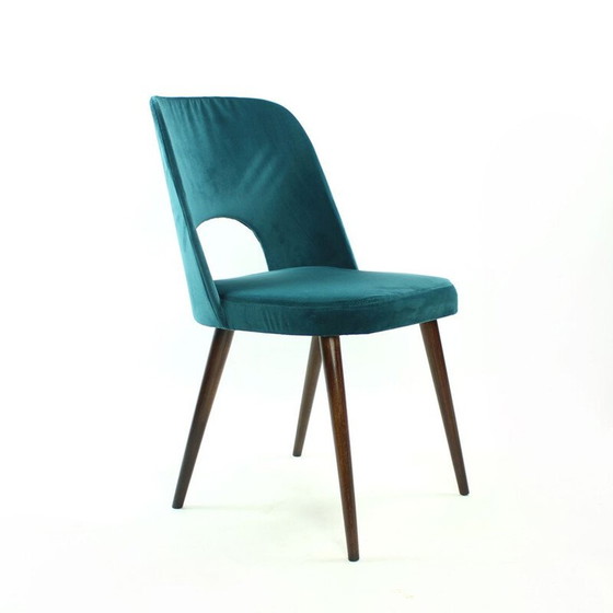 Image 1 of Ensemble de 5 chaises en velours vintage par Oswald Haerdtl pour Ton, Tchécoslovaquie 1950