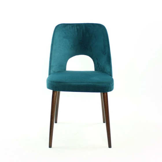 Image 1 of Ensemble de 5 chaises en velours vintage par Oswald Haerdtl pour Ton, Tchécoslovaquie 1950