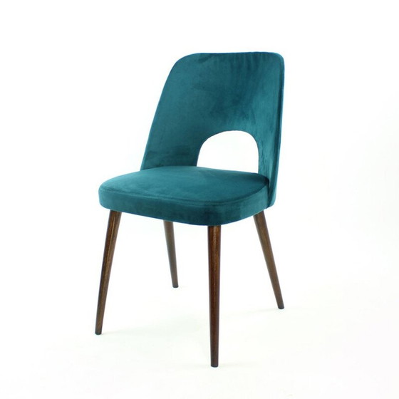 Image 1 of Ensemble de 5 chaises en velours vintage par Oswald Haerdtl pour Ton, Tchécoslovaquie 1950