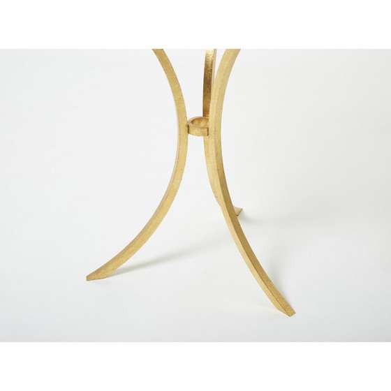 Image 1 of Guéridon vintage en fer doré et verre par Roger Thibier, 1960