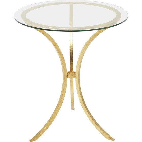 Image 1 of Guéridon vintage en fer doré et verre par Roger Thibier, 1960