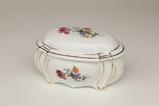 Bonbonnière en porcelaine de Sitzendorf / Boîte à bijoux / Boîte à couvercle