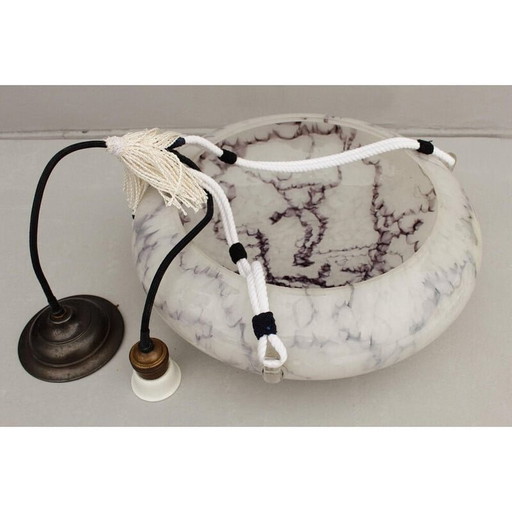 Lampe suspendue vintage en verre marbré, 1900