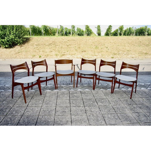 Ensemble de 5 chaises vintage en teck par Eric Buch, 1960