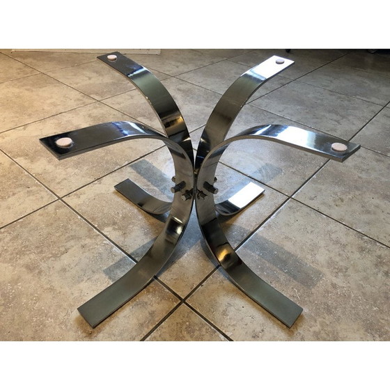 Image 1 of Table basse vintage en verre et chrome, 1970
