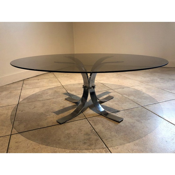 Image 1 of Table basse vintage en verre et chrome, 1970