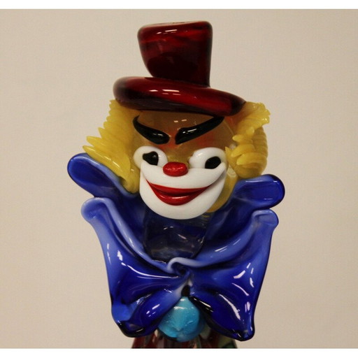 Sculpture de clown vintage en verre de Murano, Italie 1970